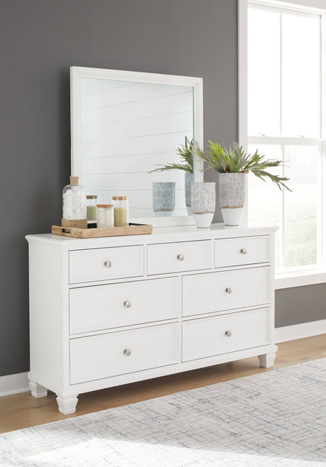 Fortman White Dresser and Mirror front view