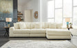 Ivory reclining sectional sofa front view