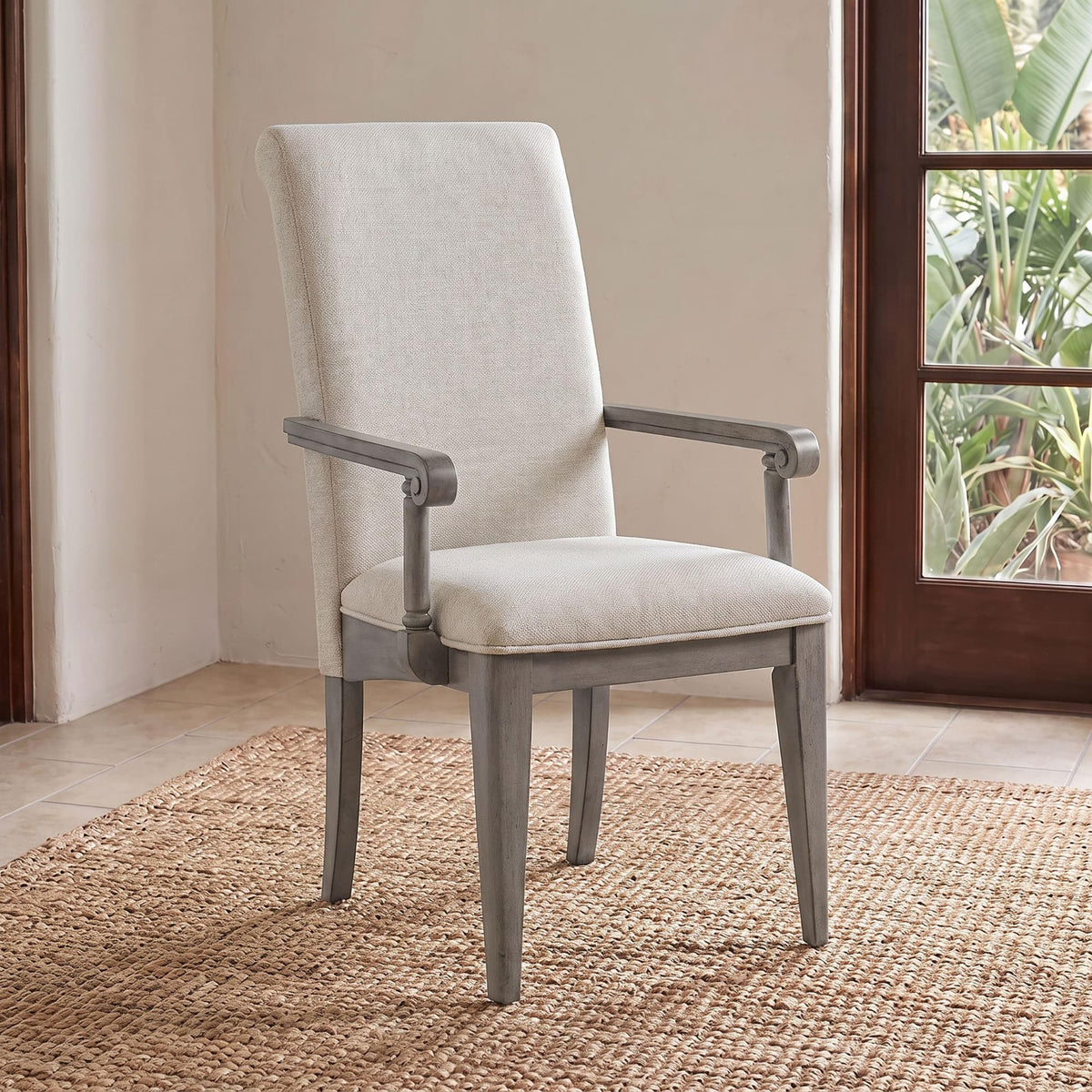 Cresswell Upholstered Dining Arm Chairs Tan Set of 2 — product image 2