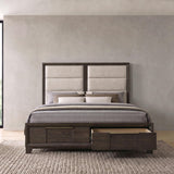 Farre Eastern King Upholstered Storage Platform Bed Dark Brown — product image 12
