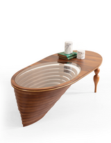 Close-up of walnut wood grain on Polina Coffee Table surface