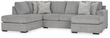 Casselbury Cement 2-Piece Sectional with Ottoman — angled view