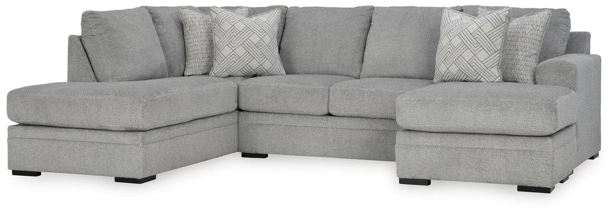 Casselbury Cement 2-Piece Sectional with Ottoman — angled view