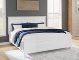 Fortman White King Panel Bed front angle
