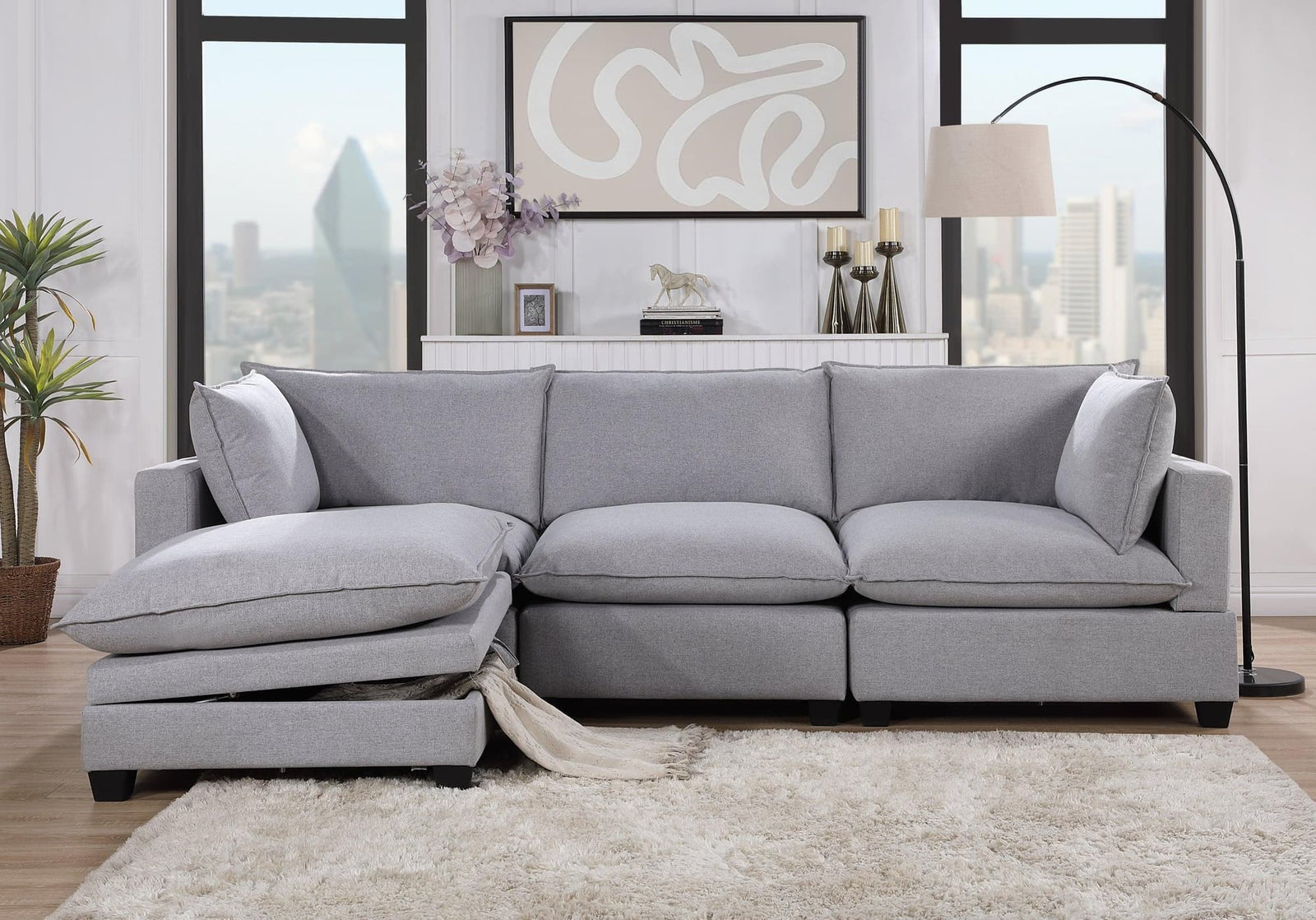 Cloud Gray Modular Fabric Reclining Sectional sofa main view