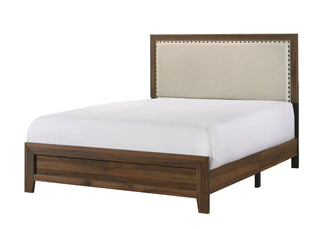 Millie Brown fabric upholstered full bed headboard view
