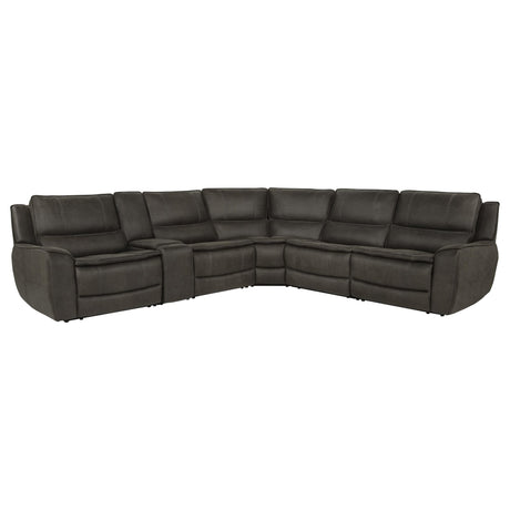 Marcell 6-Piece L-Shaped Power Reclining Sectional with Console Grey — product image 3