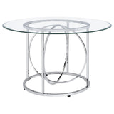 Levy 48-inch Round Glass Top Dining Table Chrome — product view