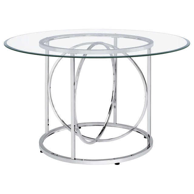 Levy 48-inch Round Glass Top Dining Table Chrome — product view