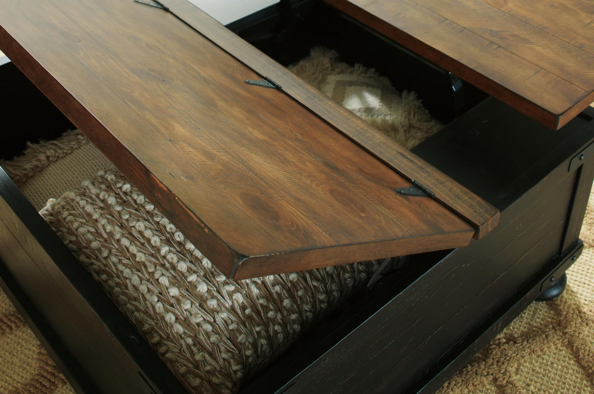 Valebeck Black/Brown Coffee Table with 2 End Tables — detail view