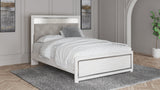 Altyra White Queen Panel Bed angled view showing headboard and footboard