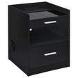 Furda 2-Drawer LED Nightstand Bedside Table with Speaker Black Ash — product view
