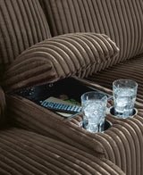 Top Chocolate Tier Sofa and Recliner Set — detail view