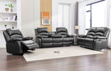 Dynamo2 Black Faux Leather Reclining Sofa Set front angle