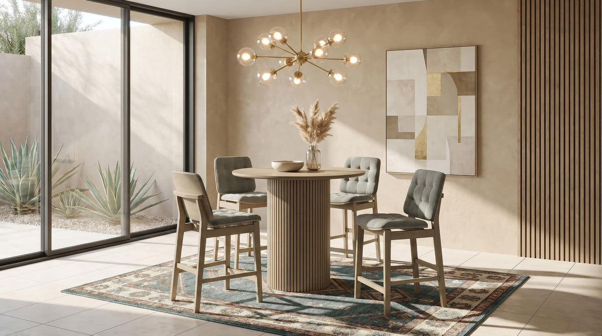 Hamlyn 5-Piece Round Wood Counter Height Dining Set Grey and Natural Oak — product view