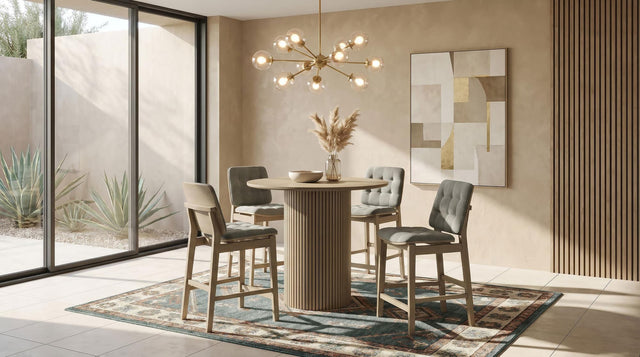 Hamlyn 5-Piece Round Wood Counter Height Dining Set Grey and Natural Oak — product view
