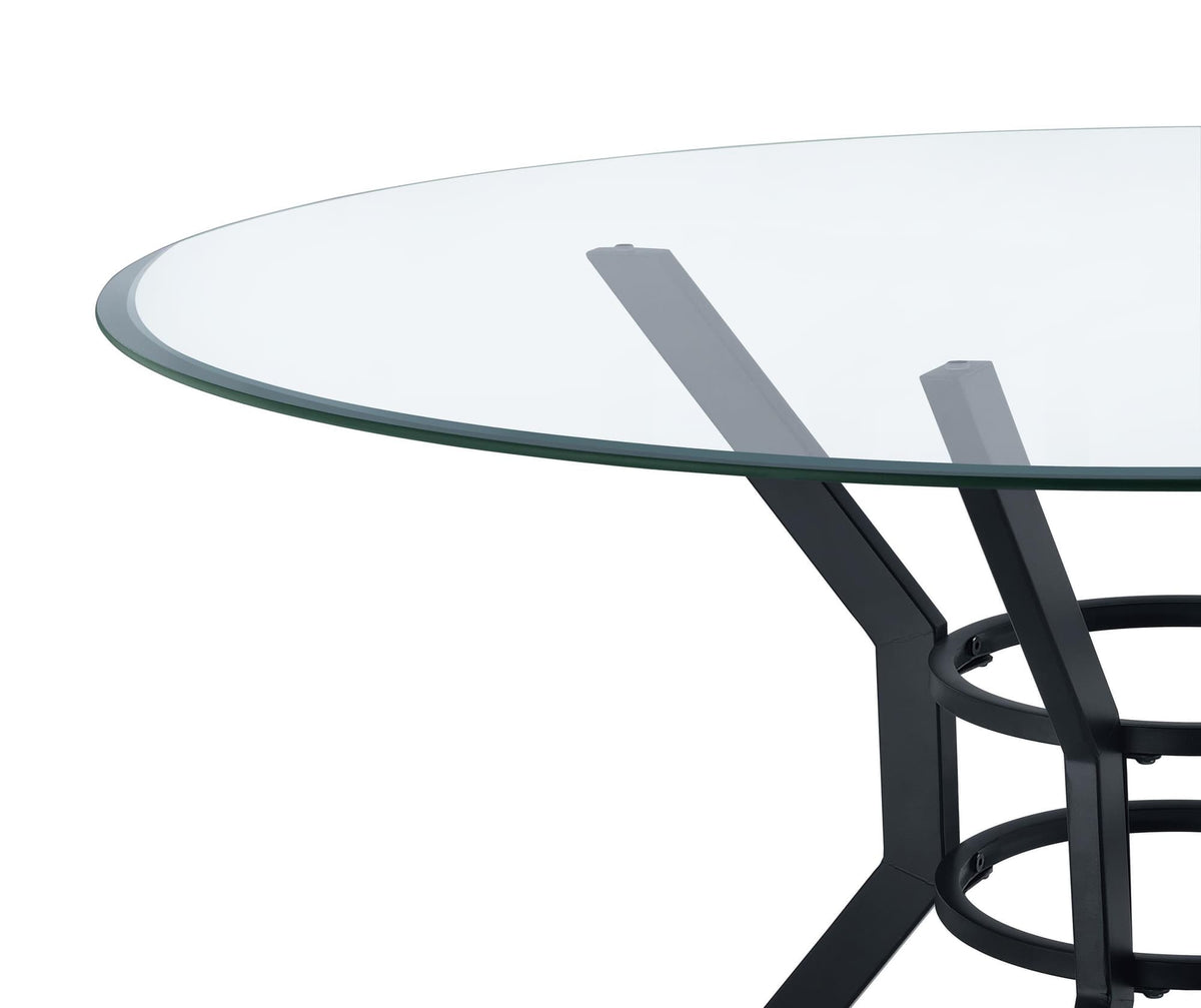 Steele 48-inch Round Glass Top Dining Table Matte Black — product image 6