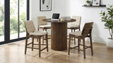Hamlyn 5-Piece Round Wood Counter Height Dining Set Cream and Walnut — product view