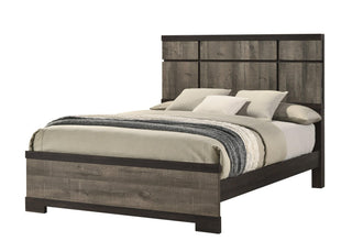 Remington Gray Upholstered Panel King Bed angled view