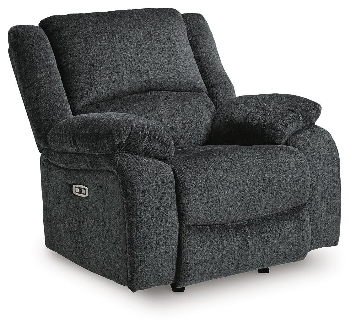 Draycoll Slate Sofa, Loveseat and Recliner Set — angled view