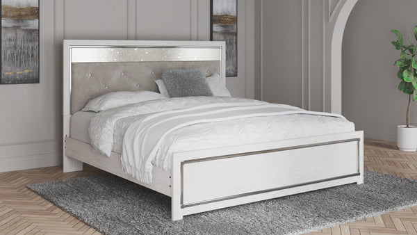 Altyra White King Panel Bed angled view