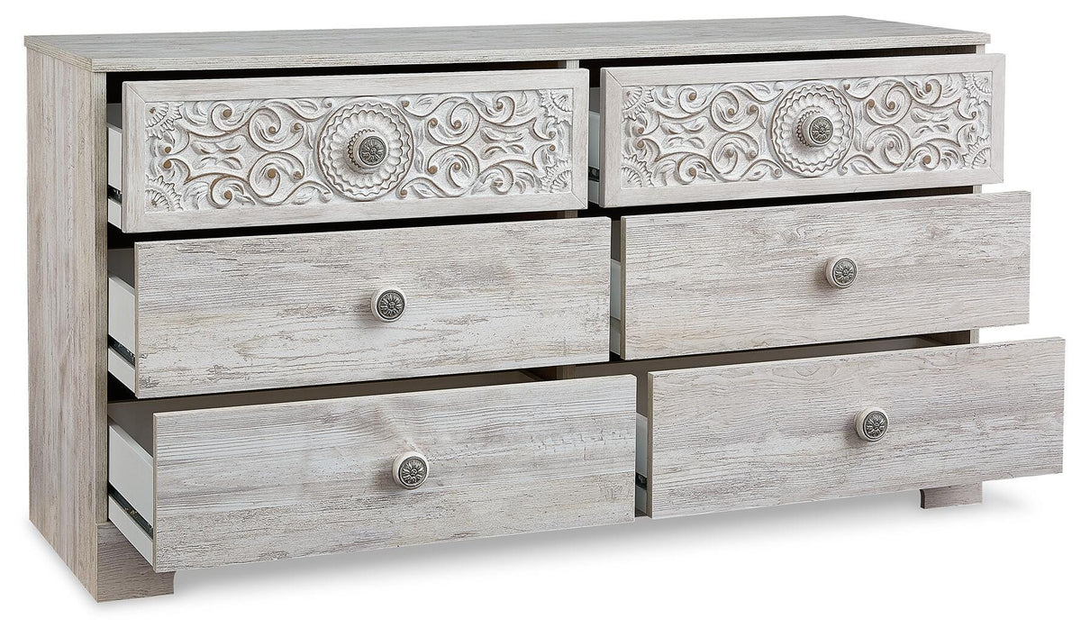 Paxberry Whitewash Dresser — angled view