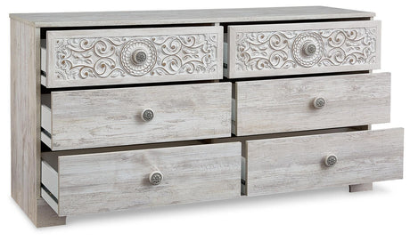 Paxberry Whitewash Dresser — angled view
