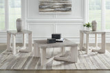 Whitewash Coffee Table with Two End Tables — product view