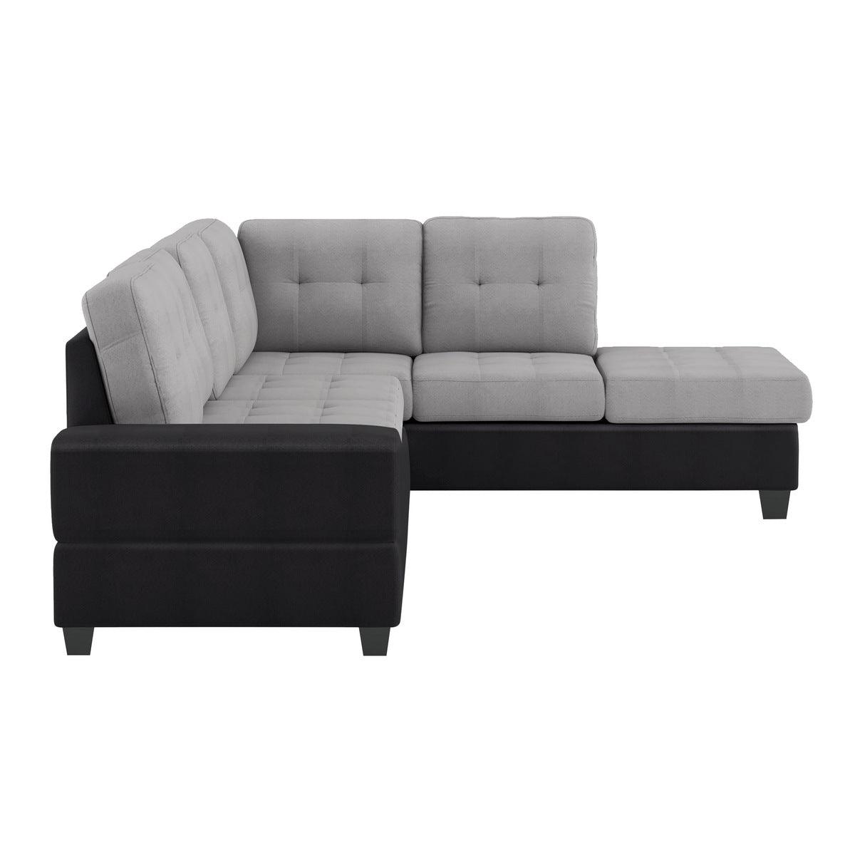Room view with Gray Black Fabric Tufted Ottoman Sectional Sofa