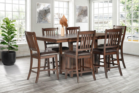 front view of Bill Brown Faux Leather Counter Height Dining Set