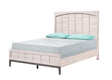 Veda Beige Upholstered Panel King Bed front view