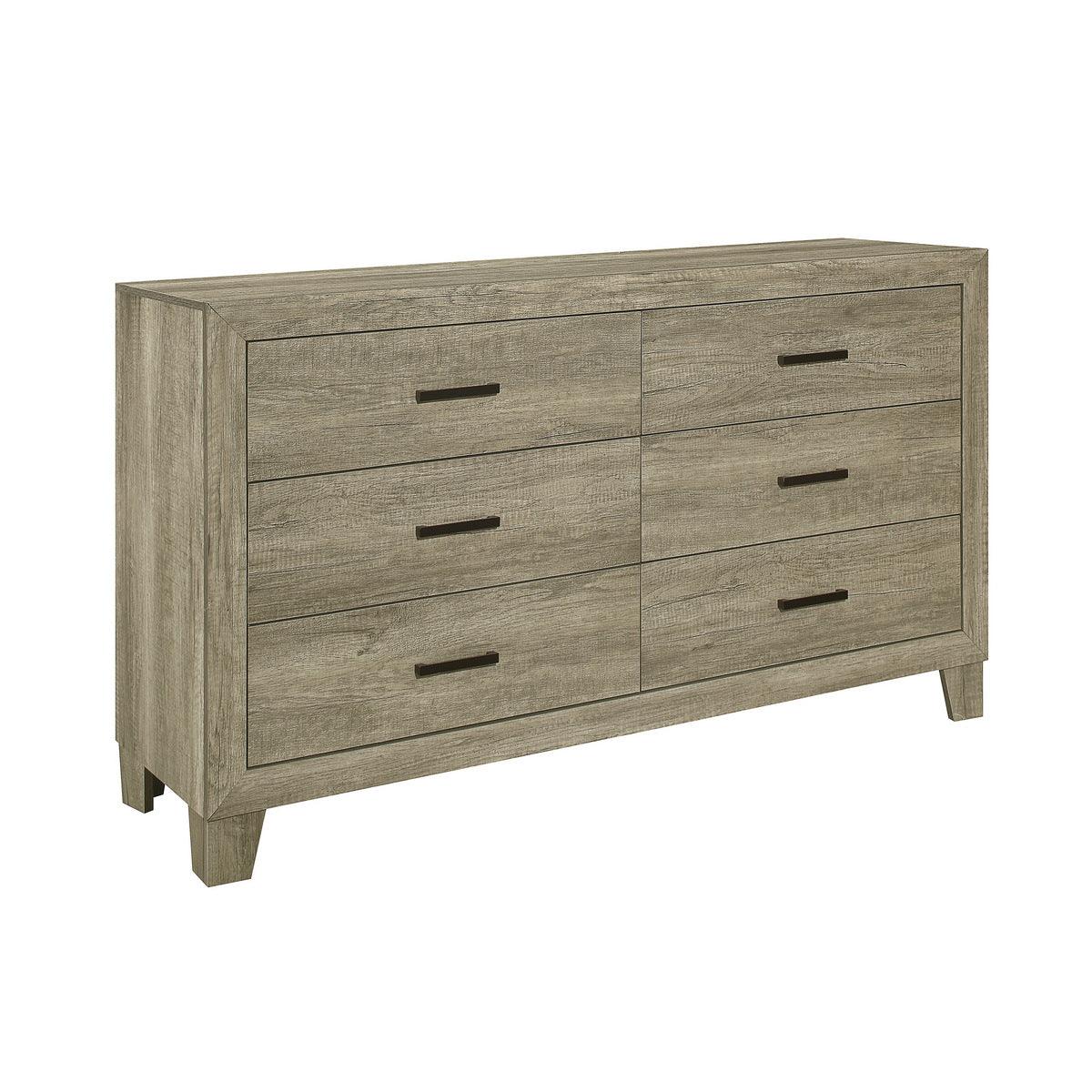 Close-up of rustic wood finish on Avenue youth bed