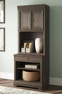 Janismore weathered gray traditional bookcase front angle