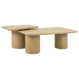 Lester 2-Piece Rounded Pedestal Nesting Coffee Table Set Honey Oak — product view