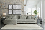 front view of Lindyn Fog Velvet 3-Piece Sectional Sofa with chaise
