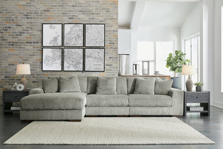 front view of Lindyn Fog Velvet 3-Piece Sectional Sofa with chaise