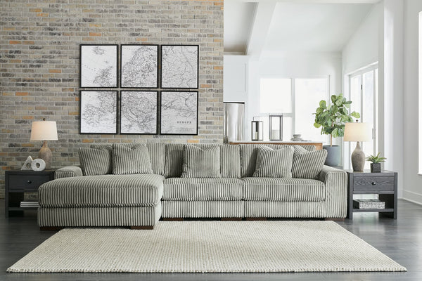 front view of Lindyn Fog Velvet 3-Piece Sectional Sofa with chaise