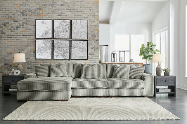 front view of Lindyn Fog Velvet 3-Piece Sectional Sofa with chaise