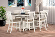 Main view of White and Brown Fabric Dining Room Set with counter height table
