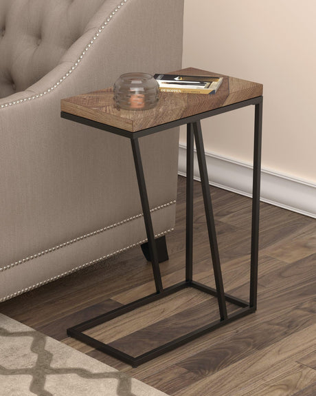 Sergio Chevron rectangular accent table in tobacco finish, angled front view