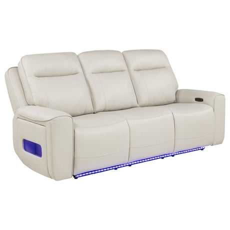 Rojas Dual Power Reclining Sofa with Drop-Down Console Greige — product view
