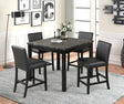Main view of Dior Onyx black marble top dining room set with faux leather chairs