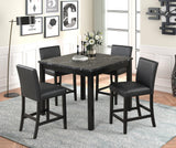 Main view of Dior Onyx black marble top dining room set with faux leather chairs
