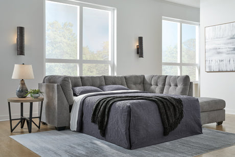 Main view of Marleton gray microfiber 2-piece sleeper sectional with chaise