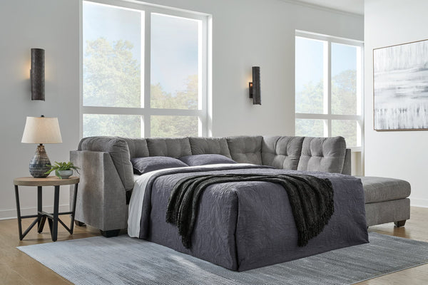Main view of Marleton gray microfiber 2-piece sleeper sectional with chaise