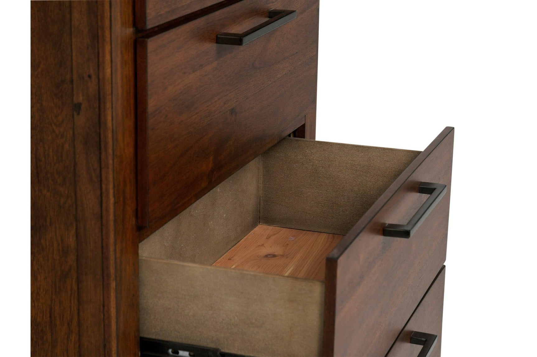 Brown Modern Traditional Solid Wood Veneers Fabric Upholstered Tufted Shelves Bedroom Set - Ella Furniture