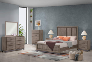 River Brown Upholstered Panel Bedroom Set main view with bed