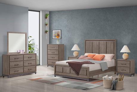 River Brown Upholstered Panel Bedroom Set main view with bed