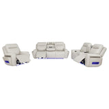 Rojas 3-Piece Dual Power Reclining Sofa Set with Drop-Down Console Greige — product image 2