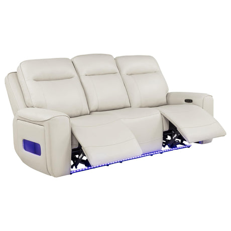 Rojas Dual Power Reclining Sofa with Drop-Down Console Greige — product image 2